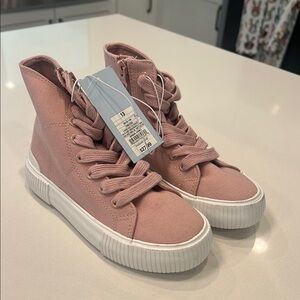 Girls Pink High-Top Sneakers